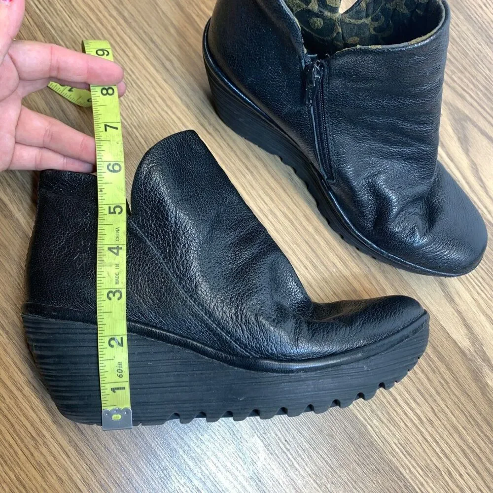 FLY London Women's Yip Boot in Black Mousse Size 8.5-9 EU 39‎ Wedge